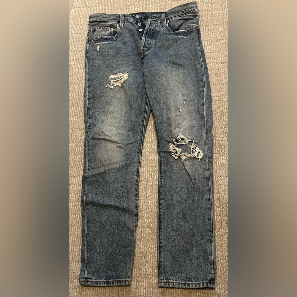 Levi's 501 Straight Skinny High Rise Denim Jeans